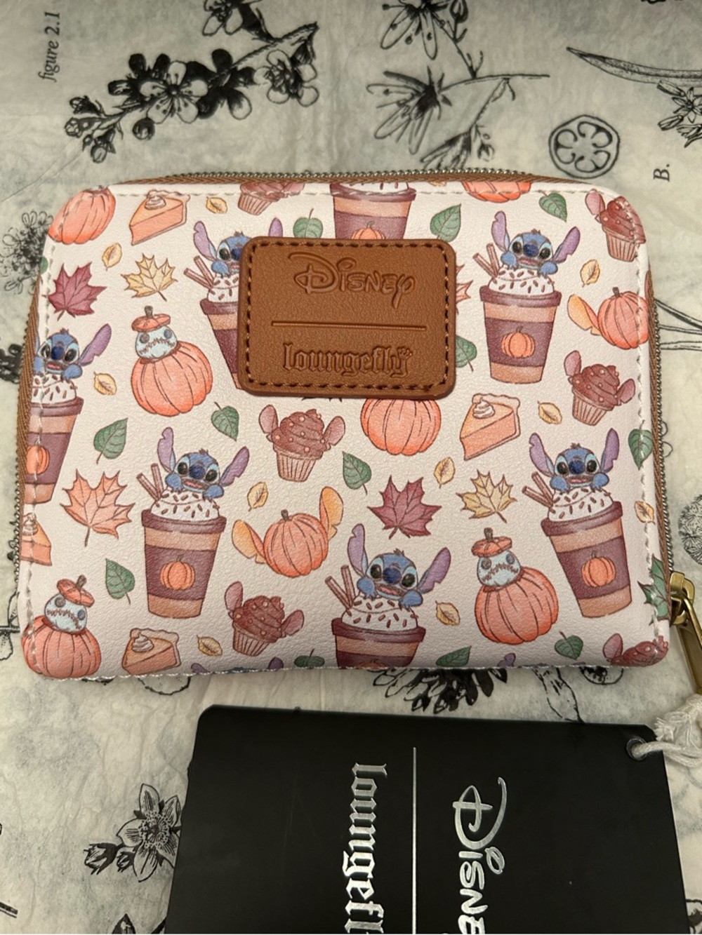 Loungefly Disney Stitch Pumpkin Spice Latte Mini Zipper Wallet